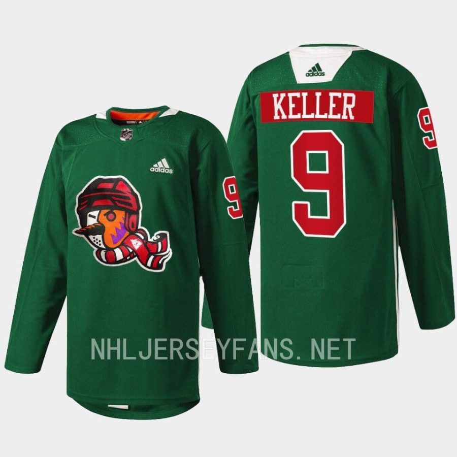 men coyotes clayton keller 2022 warmup howliday green jersey