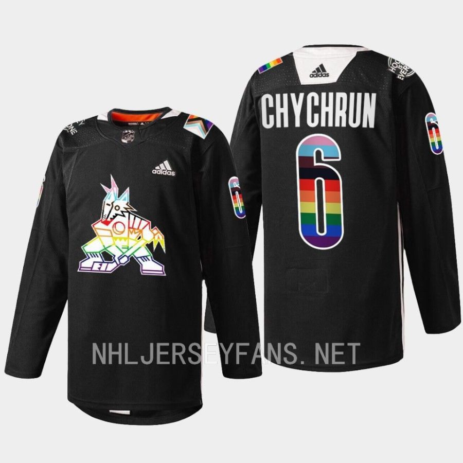 men coyotes jakob chychrun warm up pride night 2023 black jersey