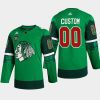 men custom blackhawks green st. patricks day warm up jersey