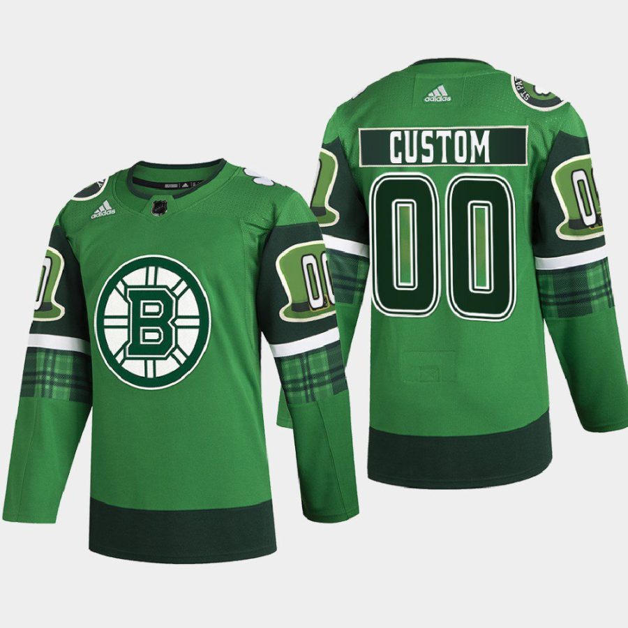 men custom bruins green st patricks day warm up jersey