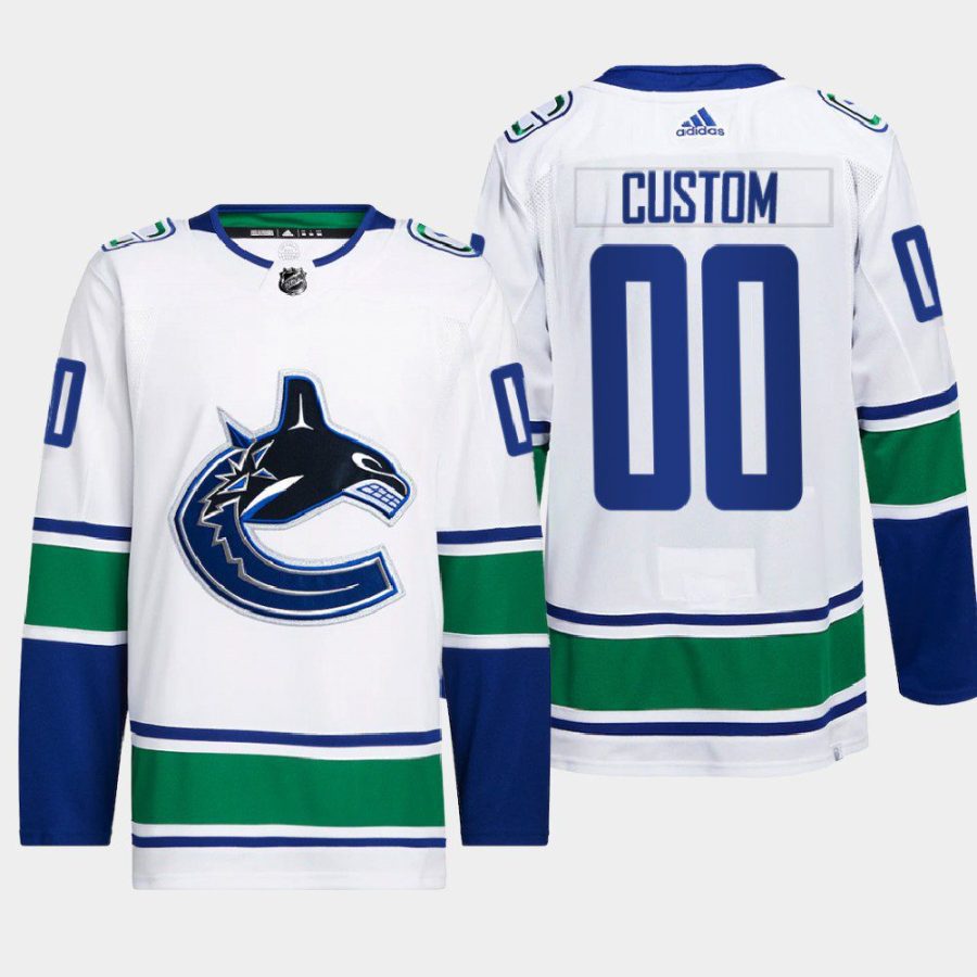 men custom canucks white away primegreen authentic pro jersey