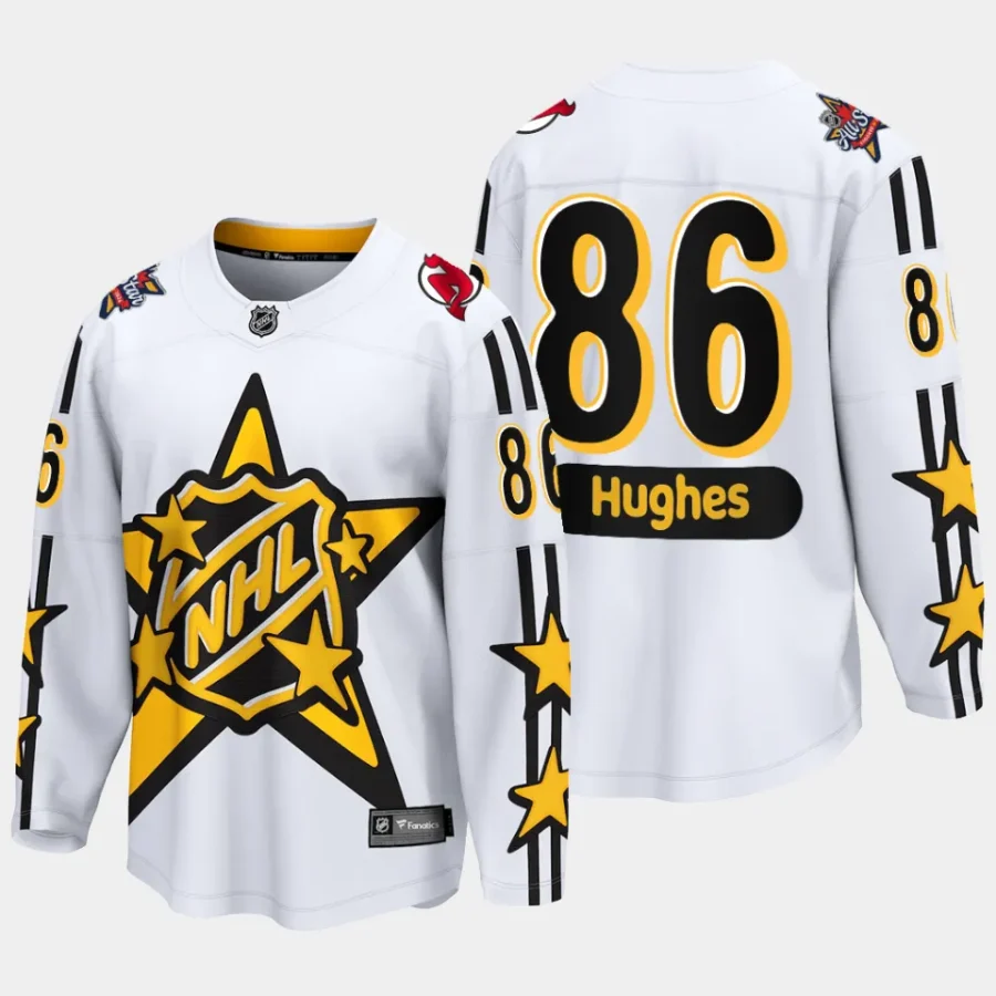 men devils jack hughes breakaway 2024 nhl all star game white jersey