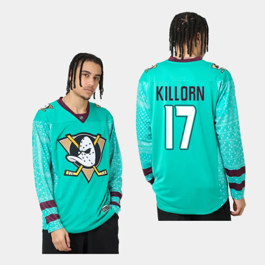 men ducks alex killorn nhl bandana paisley teal jersey