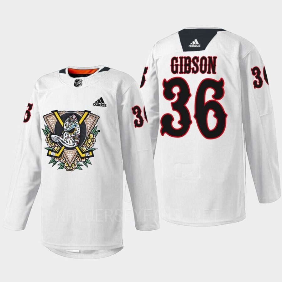 men ducks john gibson 2022 warmup dia de muertos night white jersey