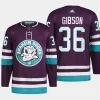 men ducks john gibson 2023 24 primegreen 30th anniversary authentic pro purple jersey