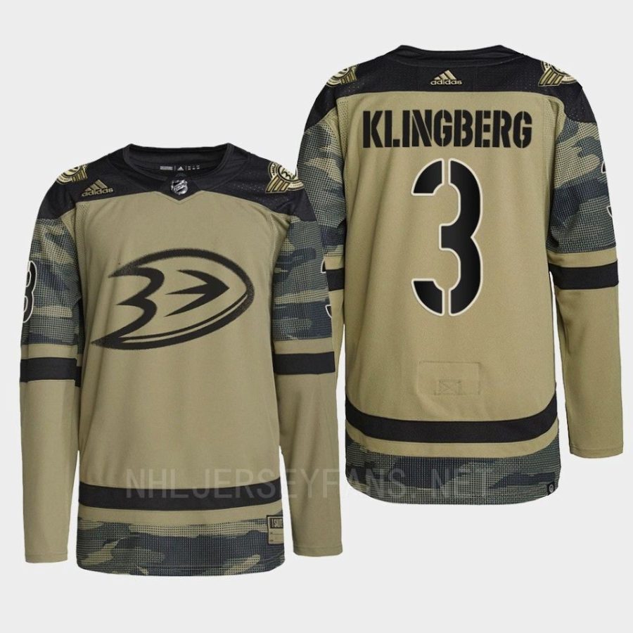 men ducks john klingberg 2022 warmup military appreciation night camo jersey