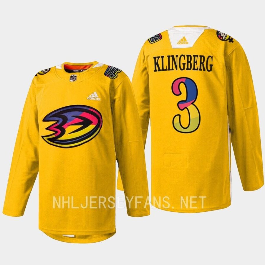 men ducks john klingberg warmup women in sports night 2023 yellow jersey