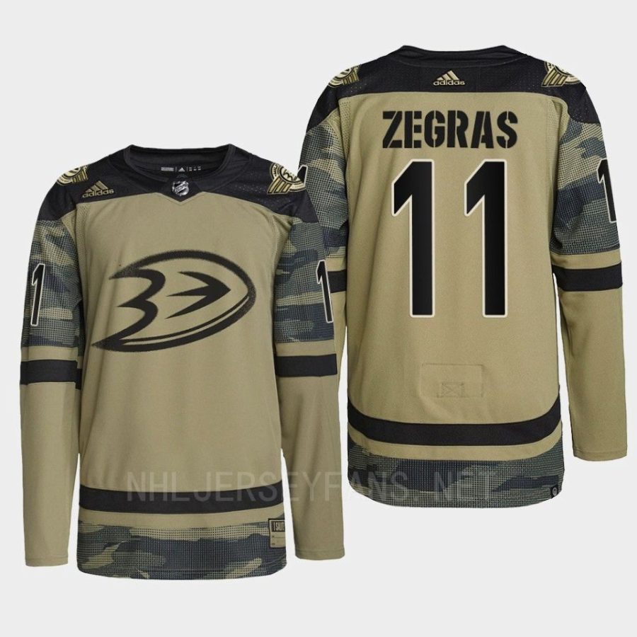 men ducks trevor zegras 2022 warmup military appreciation night camo jersey