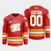 men flames custom 2022 23 warmup flames x rush x cgy wranglers red jersey