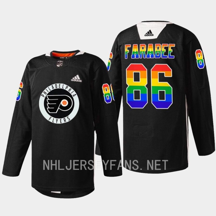 men flyers joel farabee fueled by philly pride 2023 black jersey