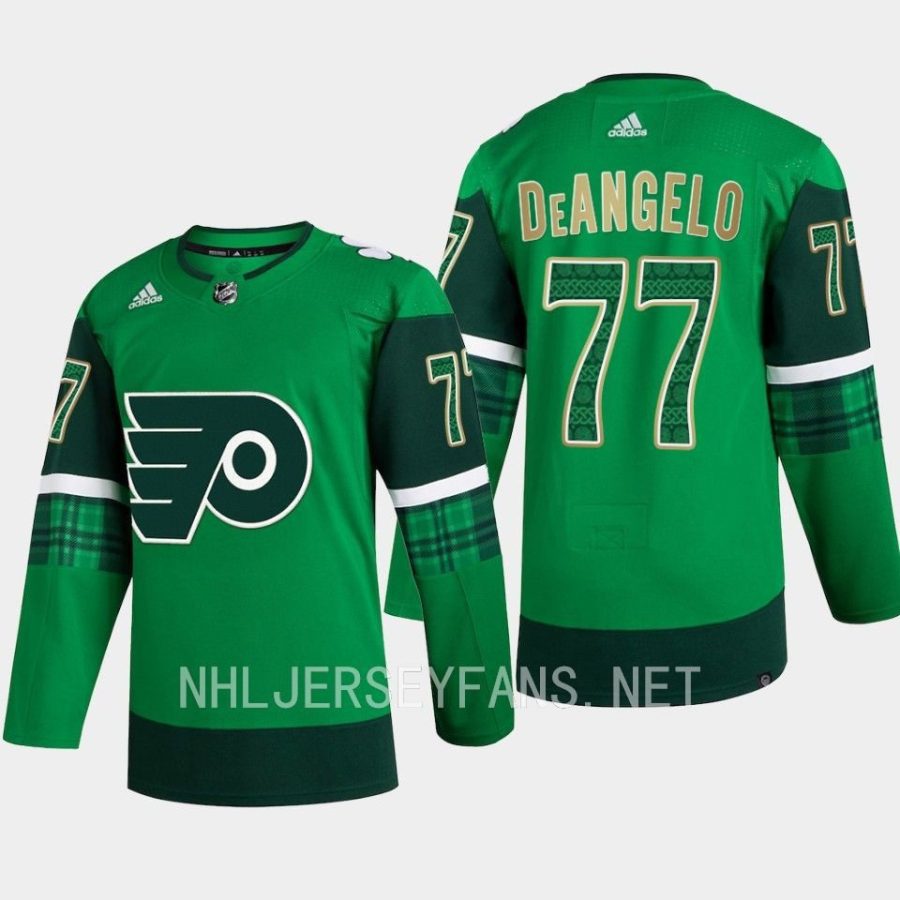 men flyers tony deangelo primegreen authentic 2023 st. patricks day green jersey