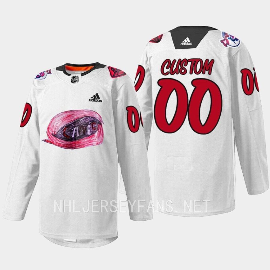 men hurricanes custom warmup 2023 kids day white jersey