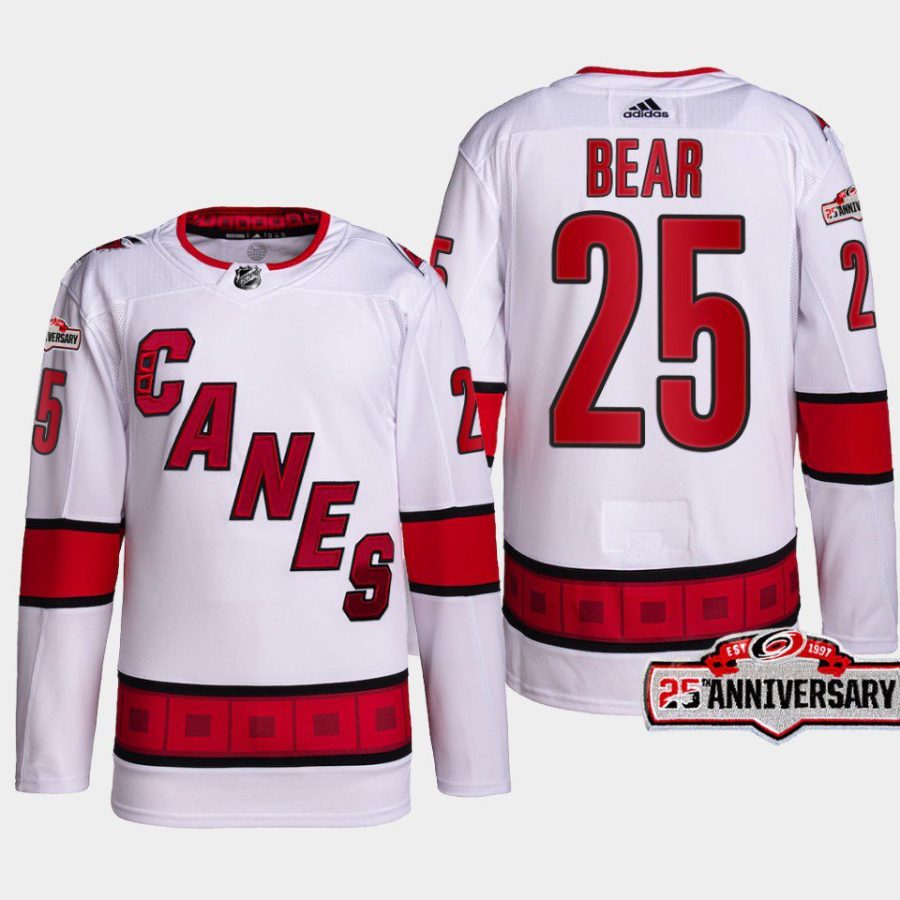 men hurricanes ethan bear 2022 23 25th anniversary authentic away white jersey