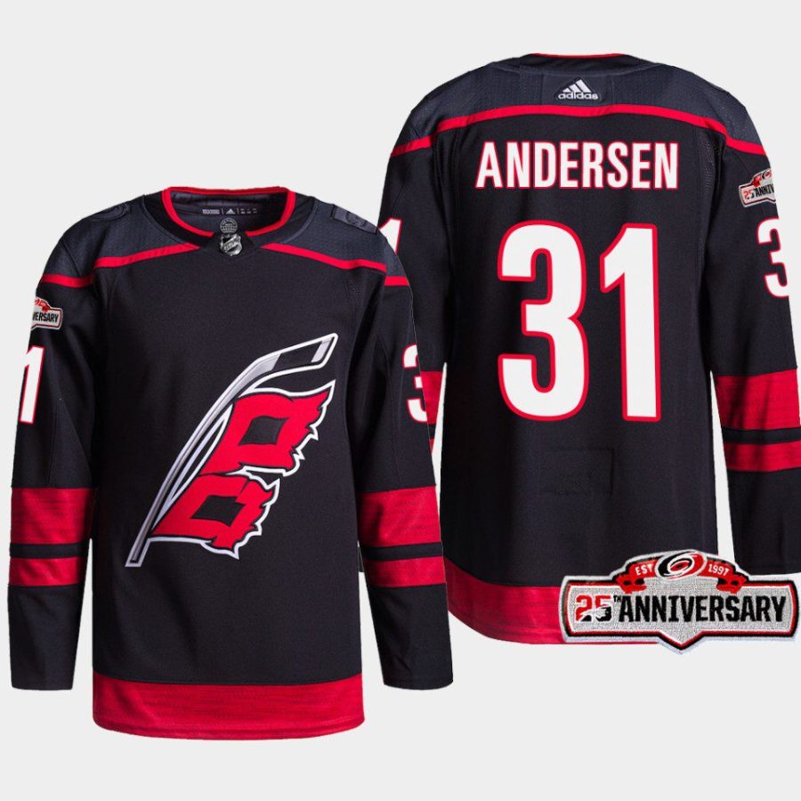 men hurricanes frederik andersen 2022 23 25th anniversary authentic home black jersey