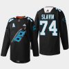 men hurricanes jaccob slavin 2022 warm up sweater panthers night black jersey