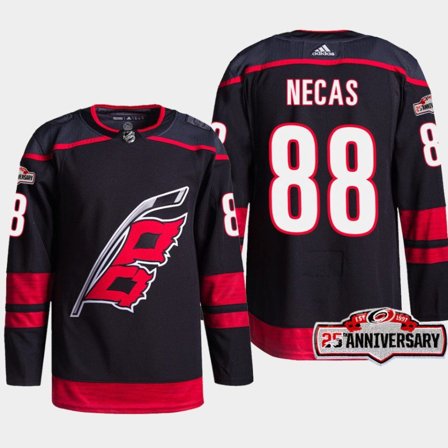 men hurricanes martin necas 2022 23 25th anniversary authentic home black jersey