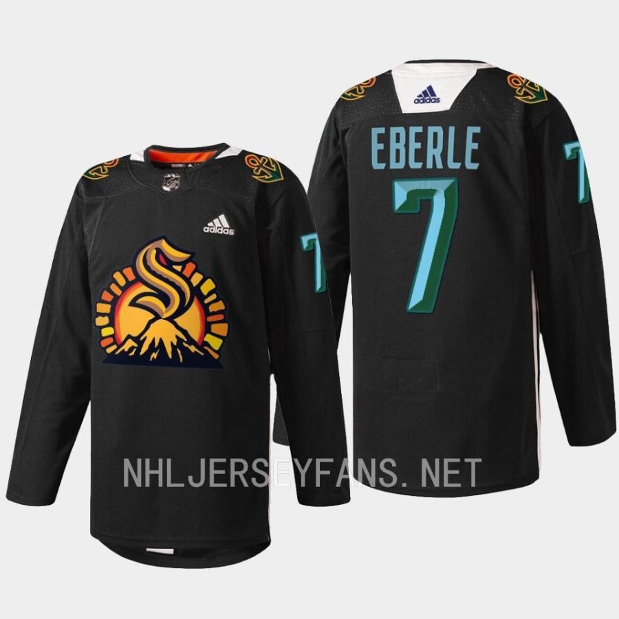 men kraken jordan eberle 2023 specialty warmup black history month black jersey