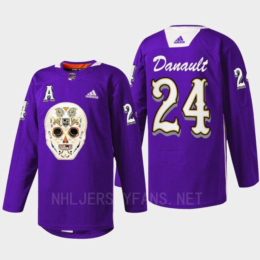 men la kings phillip danault sugar skull warmup dia de los metros night 2022 purple jersey