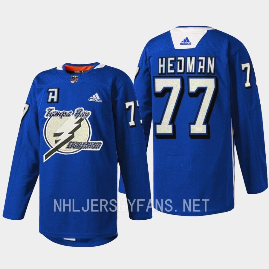 men lightning victor hedman practice primary logo blue jersey