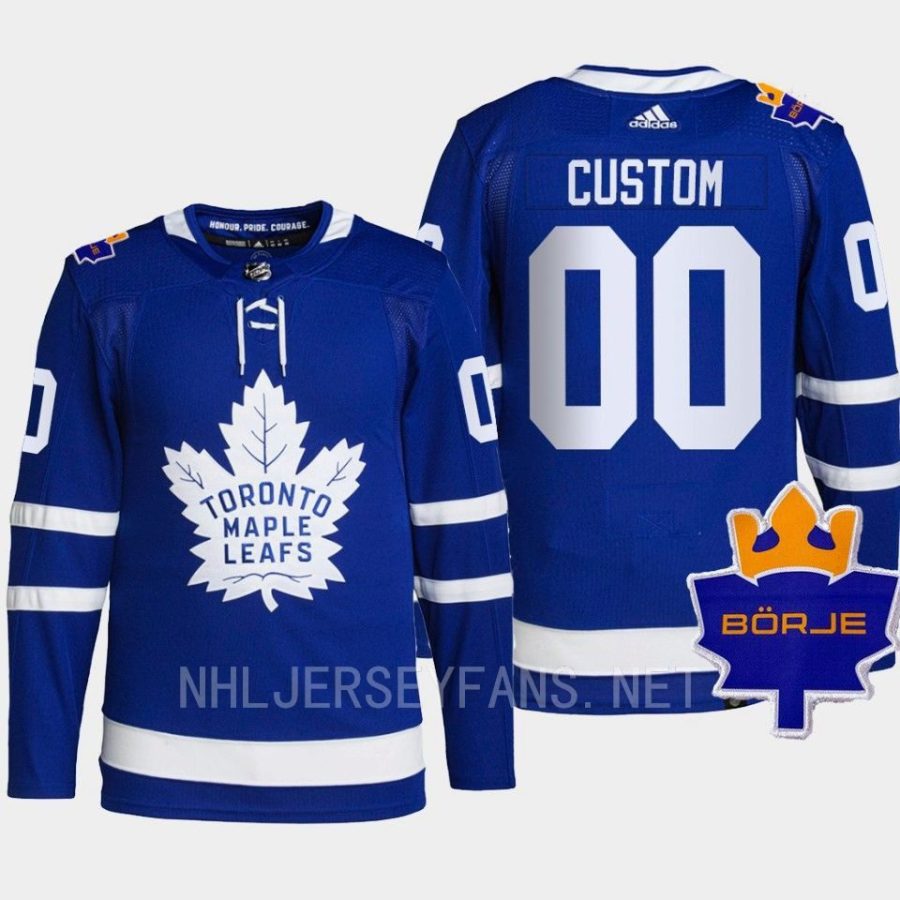 men maple leafs custom 2022 authentic the king borje patch blue jersey