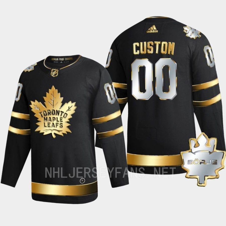 men maple leafs custom 2022 golden edition the king borje patch black jersey