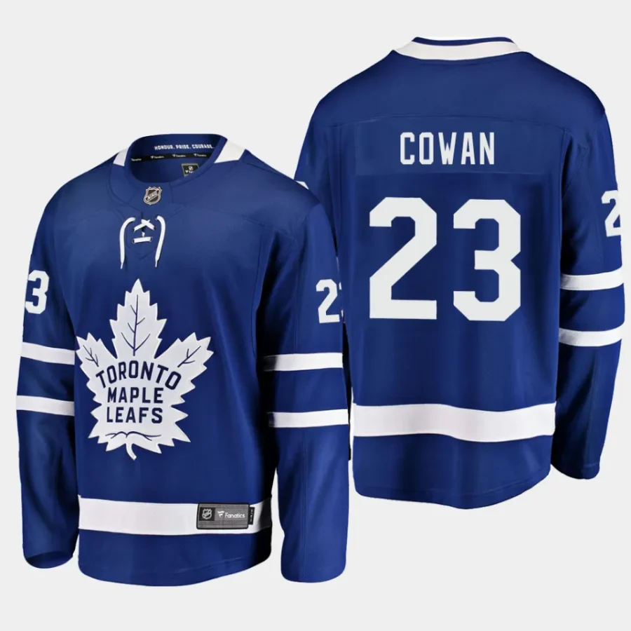 men maple leafs easton cowan men 2023 nhl draft home breakaway player blue jersey