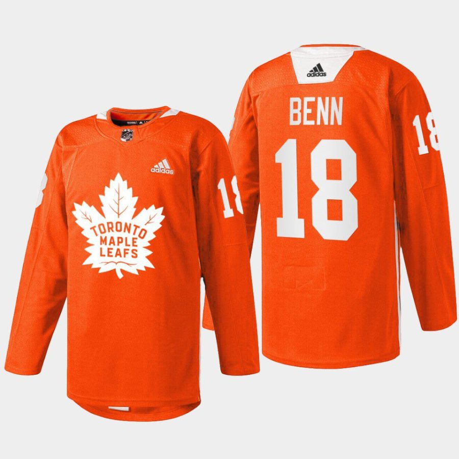 men maple leafs jordie benn 2022 warmup every child matters orange jersey