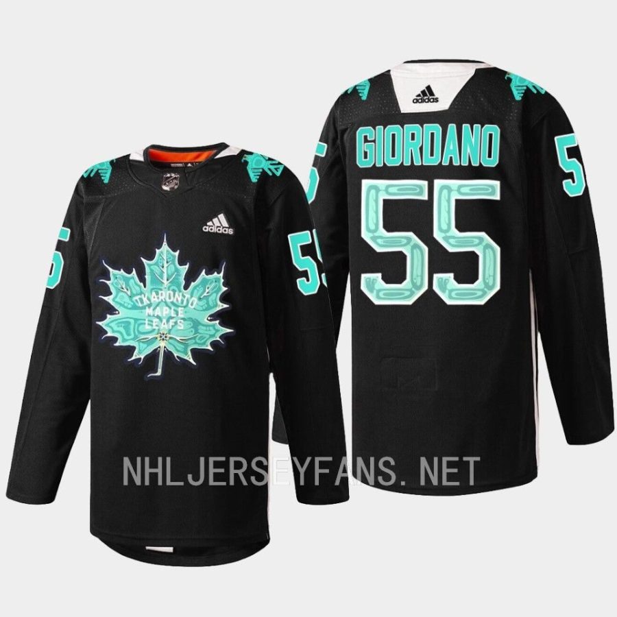 men maple leafs mark giordano warmup sweater indigenous celebration game 2023 black jersey