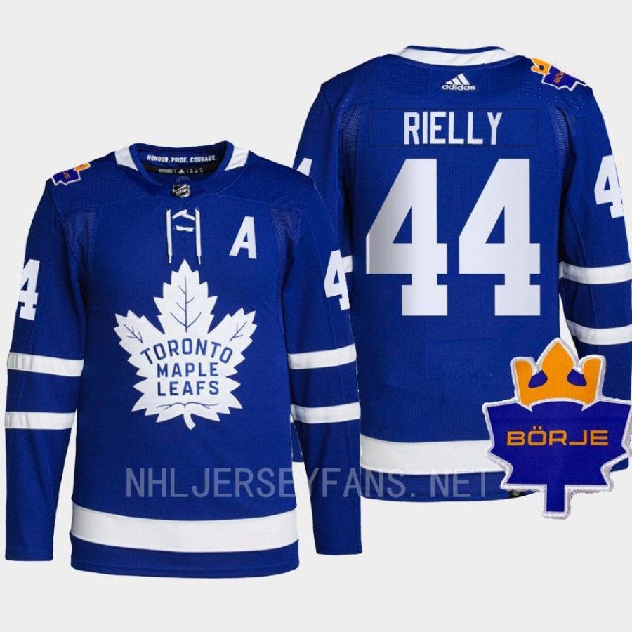 men maple leafs morgan rielly 2022 authentic the king borje patch blue jersey