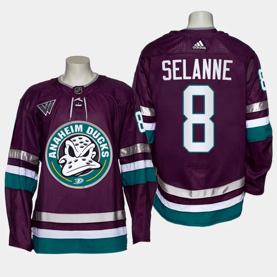 men mighty ducks teemu selanne 2023 24 third authentic 30th anniversary purple jersey