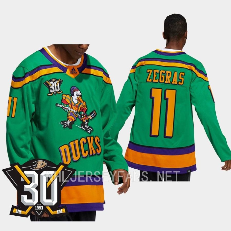 men mighty ducks trevor zegras throwback 30th anniversary 2023 24 green jersey