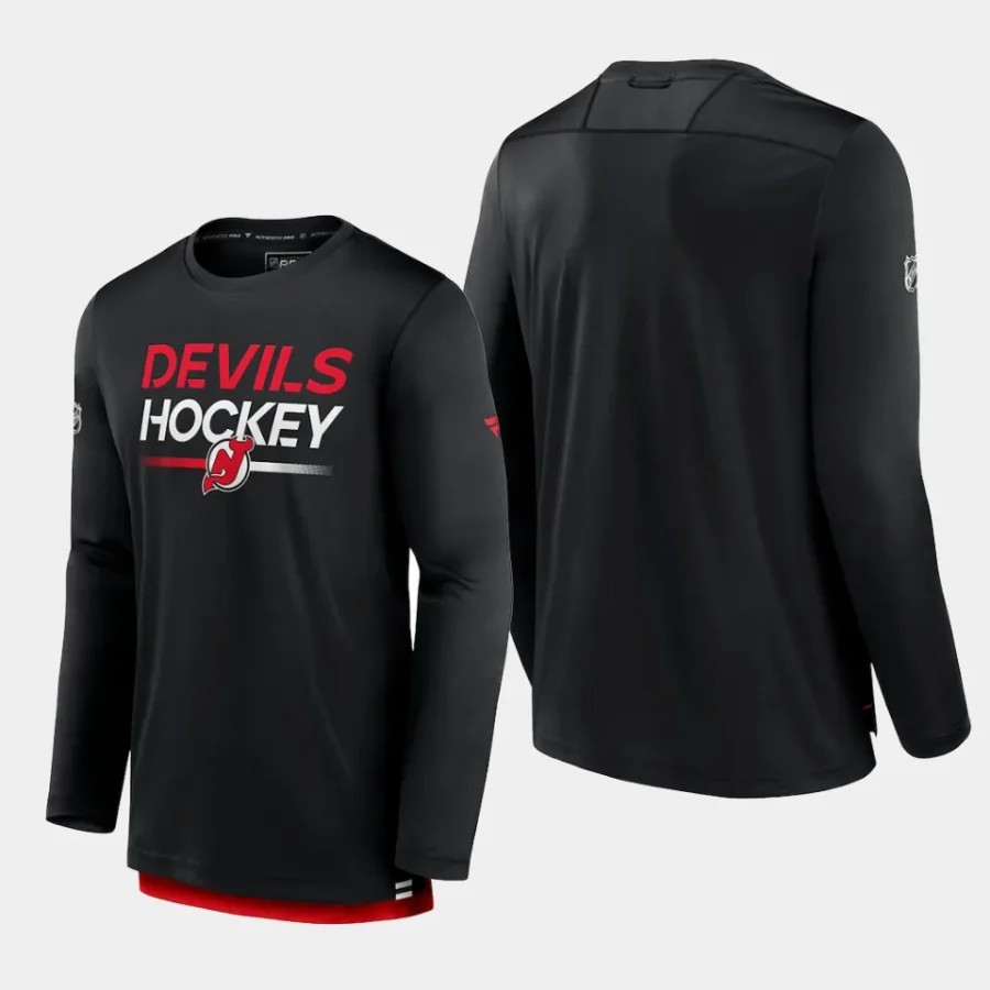 men new jersey devils authentic pro black long sleeve t shirt