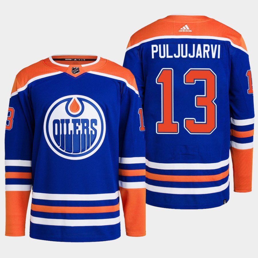 men oilers jesse puljujarvi 2022 23 home primegreen authentic blue jersey