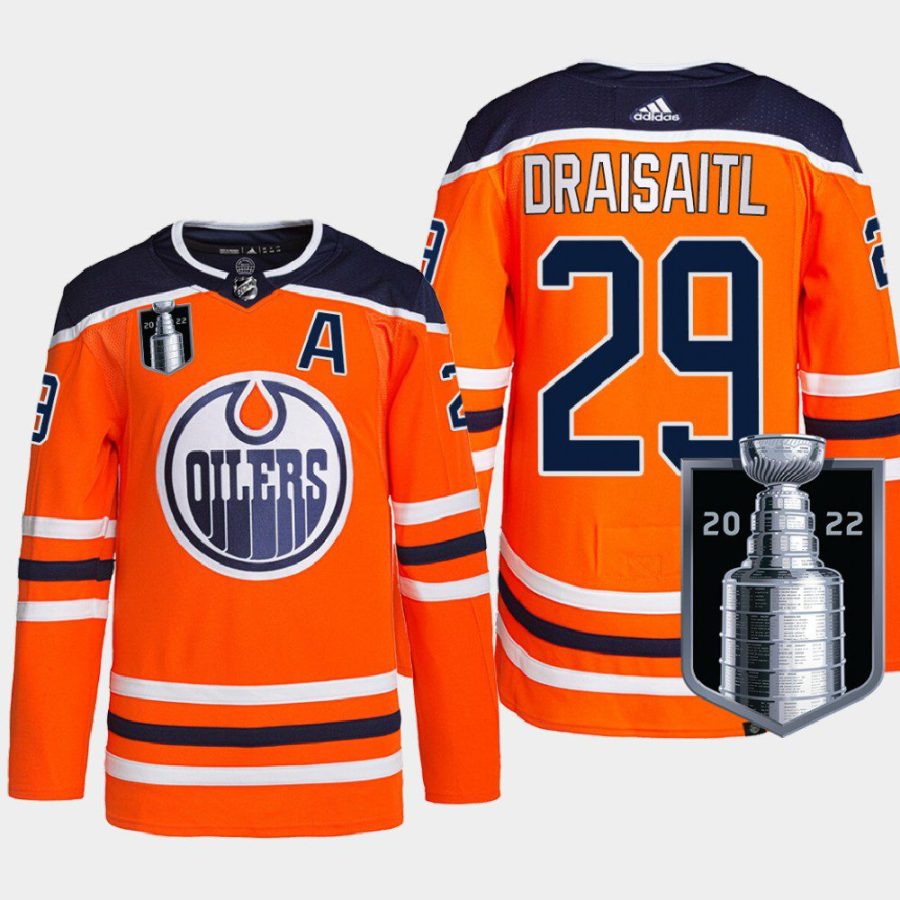 men oilers leon draisaitl authentic primegreen 2022 stanley cup playoffs orange jersey