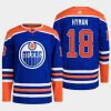 men oilers zach hyman 2022 23 primegreen authentic home royal jersey