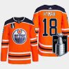 men oilers zach hyman authentic primegreen 2022 stanley cup playoffs orange jersey