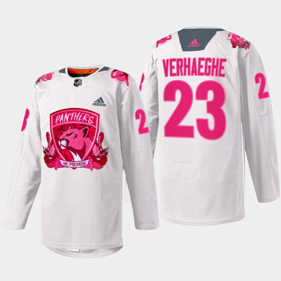 men panthers carter verhaeghe 2022 warmup pink in the rink white jersey