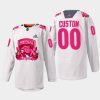 men panthers custom 2022 warmup pink in the rink white jersey