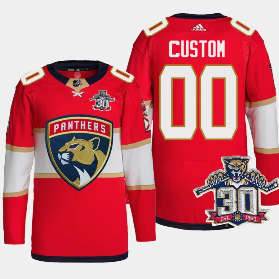 men panthers custom authentic home 30th anniversary primegreen red jersey