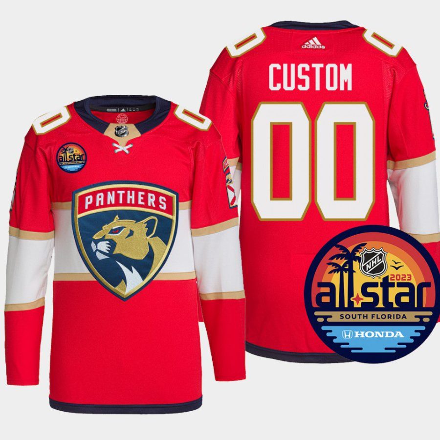 men panthers custom authentic pro 2023 nhl all star red jersey