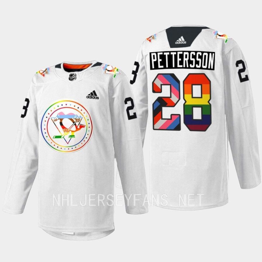 men penguins marcus pettersson 2022 rainbow pride warmup white jersey