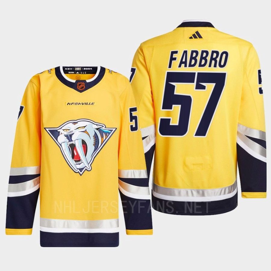 men predators dante fabbro 2022 authentic primegreen reverse retro 2.0 yellow jersey