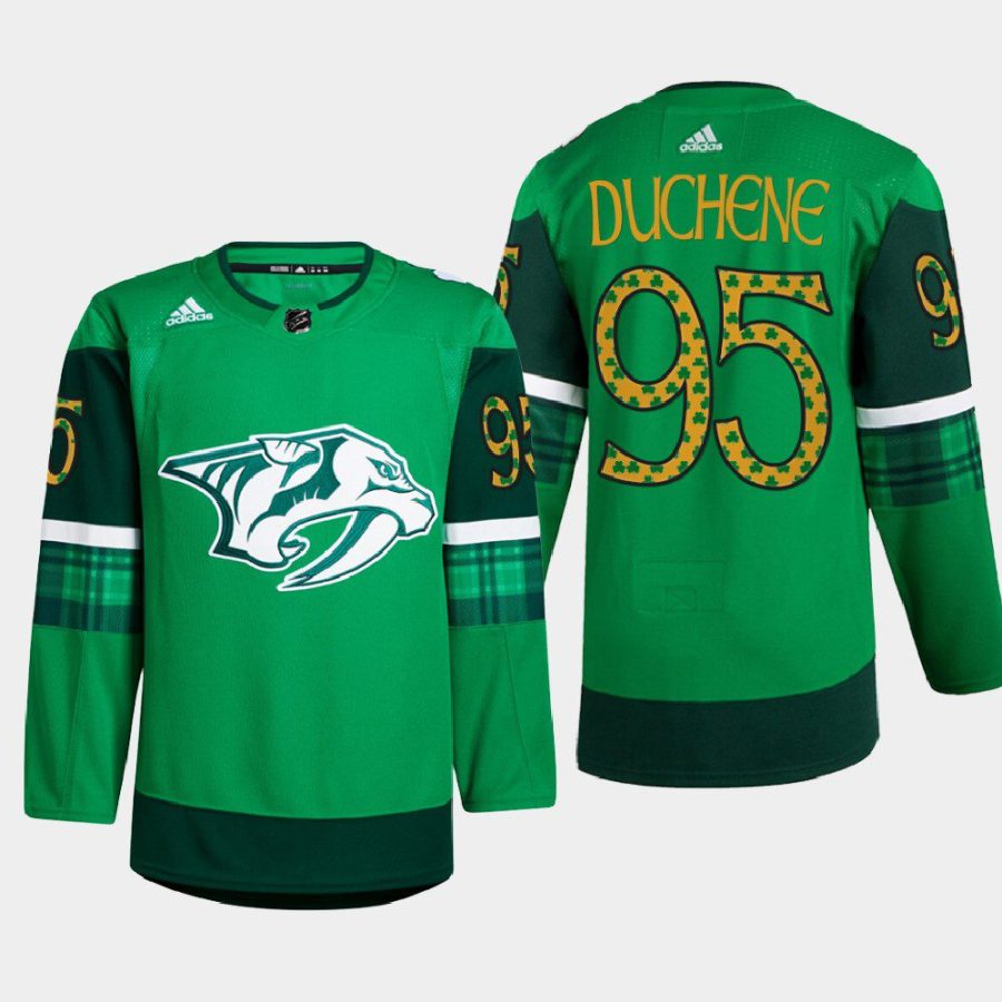 men predators matt duchene warm up st. patricks day 2022 green jersey