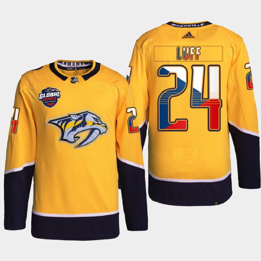 men predators matt luff czech republic challenge 2022 nhl global series gold jersey