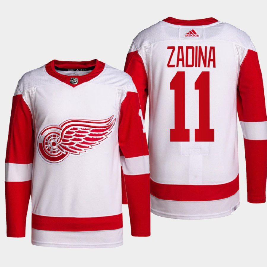 men red wings filip zadina 2022 primegreen authentic pro away white jersey