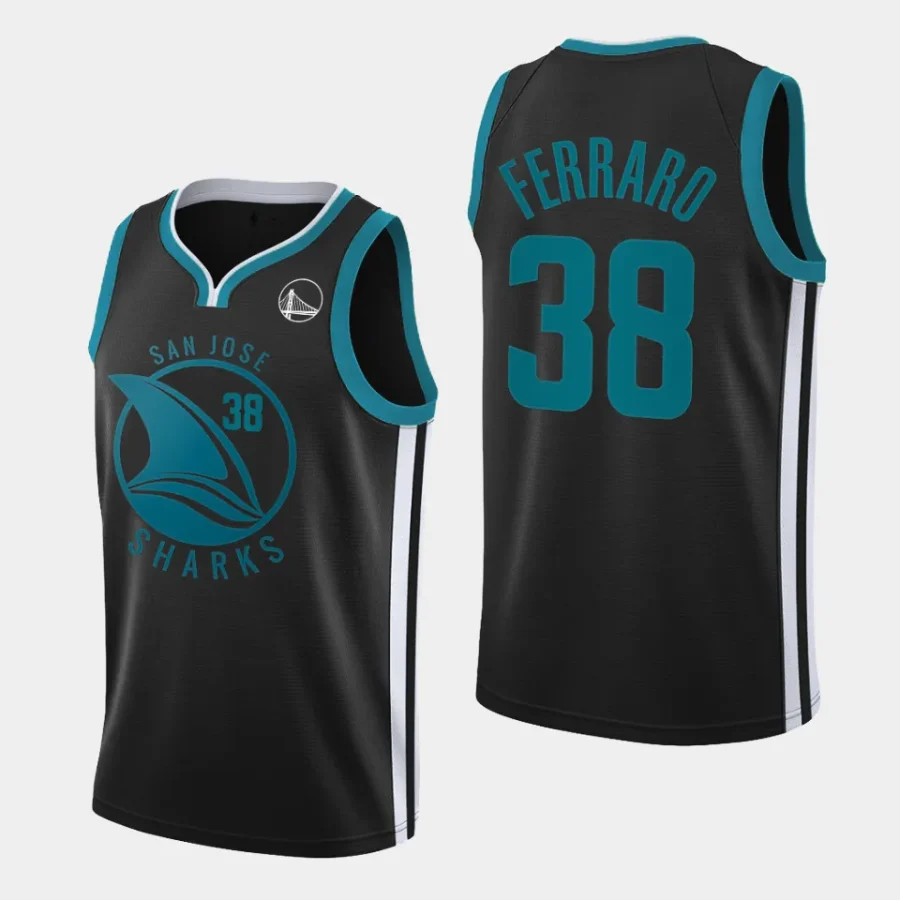 men sharks mario ferraro basketball warriors mashup 2023 black jersey