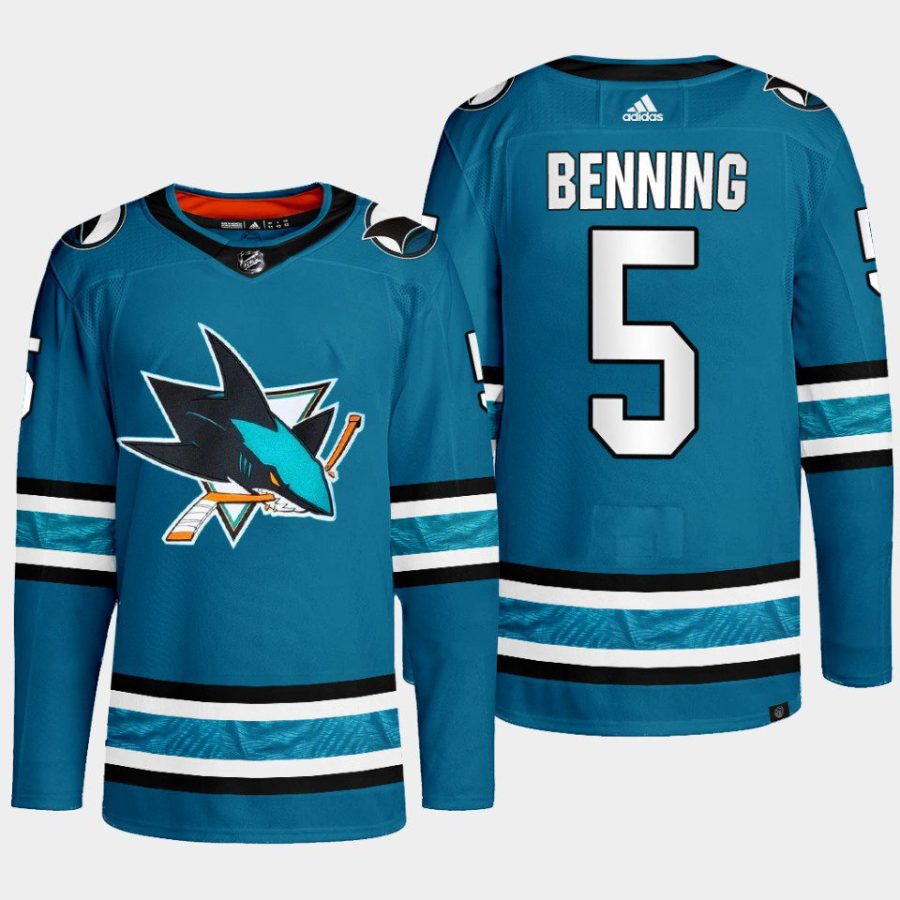 men sharks matt benning 2022 23 primegreen authentic home teal jersey