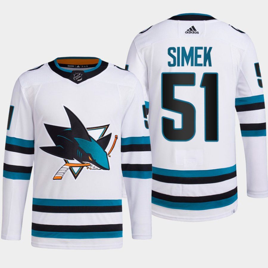 men sharks radim simek 2022 23 primegreen authentic away white jersey