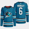 men sharks ryan merkley 2022 23 primegreen authentic home teal jersey