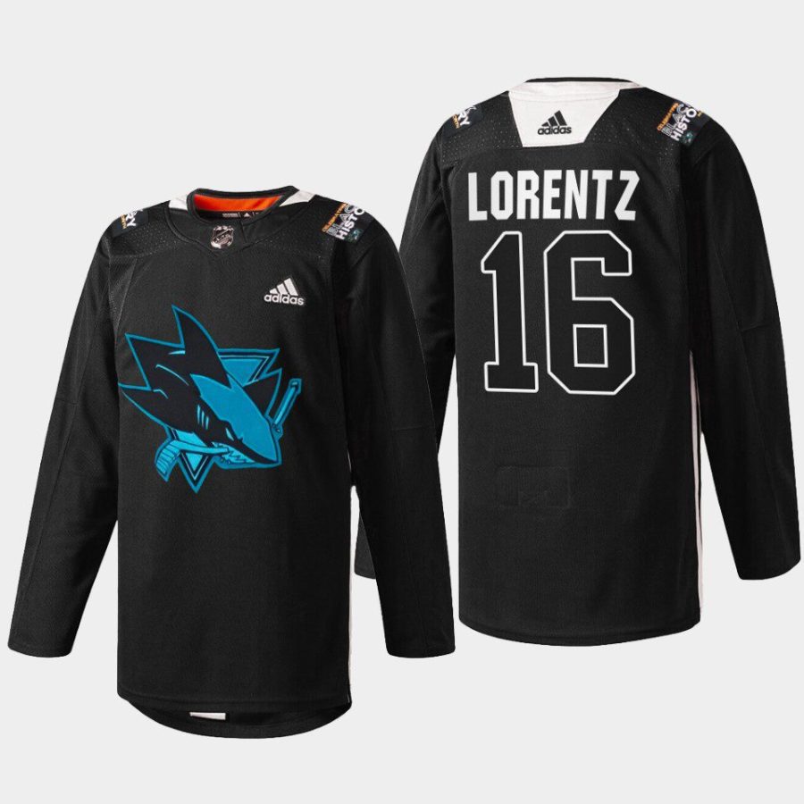 men sharks steven lorentz warmup black history month black jersey